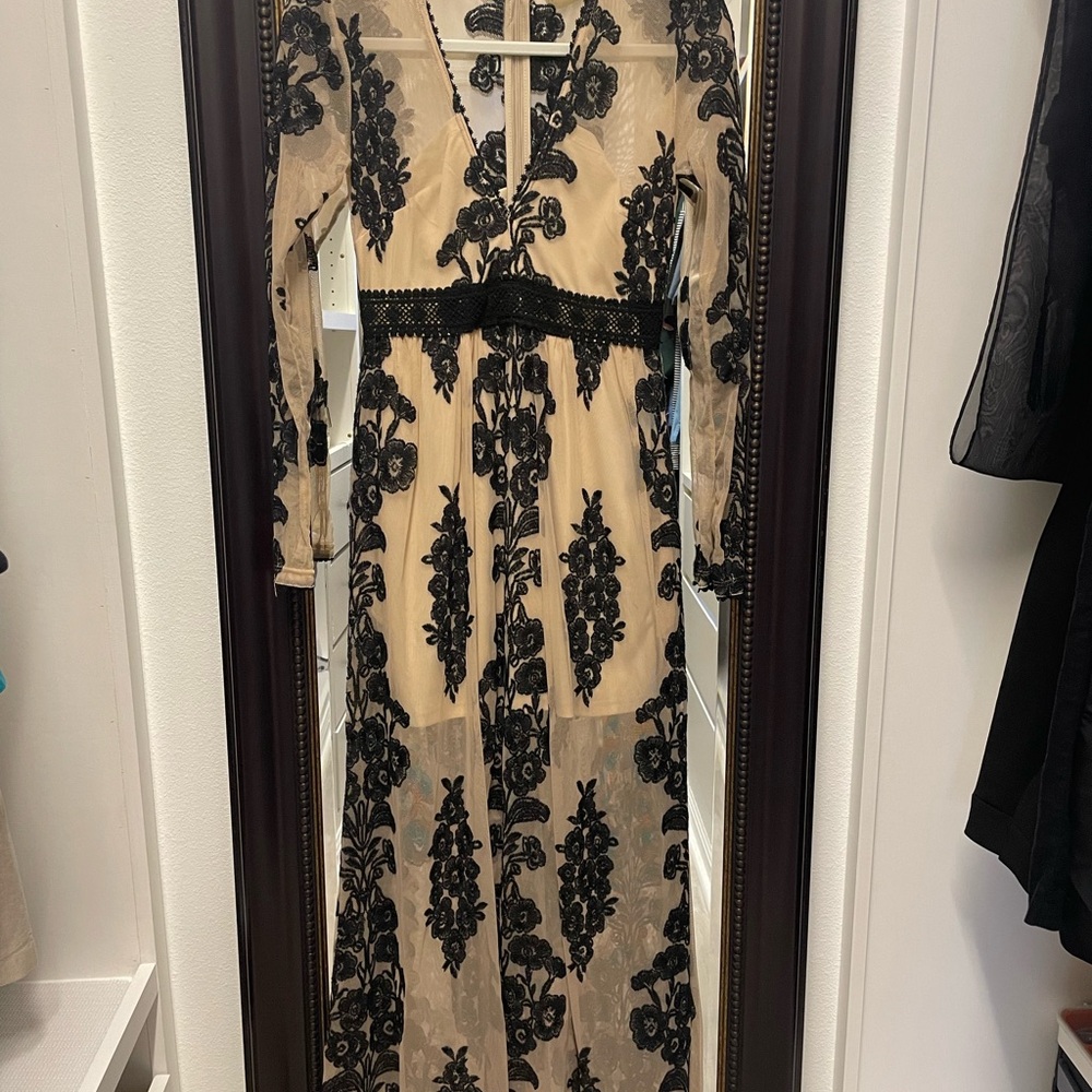 Altar’d State Black and Cream Lace Dress